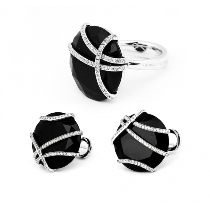 Giorgio Visconti set, white gold, diamonds, onyx Giorgio Visconti set, white gold, diamonds, onyx