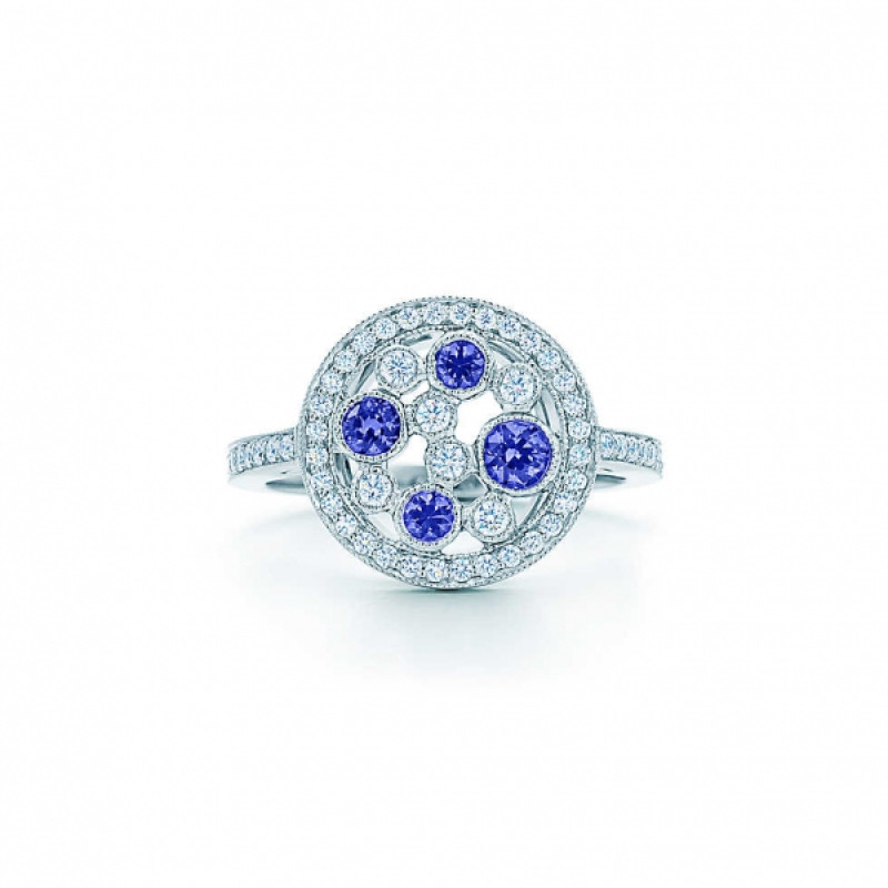 Ring Tiffany Cobblestone with sapphires Montana, platinum diamonds (29746583) Ring Tiffany Cobblestone with sapphires Montana, platinum diamonds (29746583)