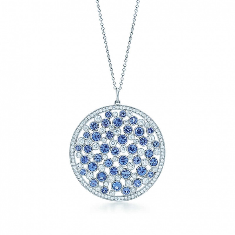 Medalik Tiffany Cobblestone, platyna, szafiry, diamenty (29006415) Medalik Tiffany Cobblestone, platyna, szafiry, diamenty (29006415)