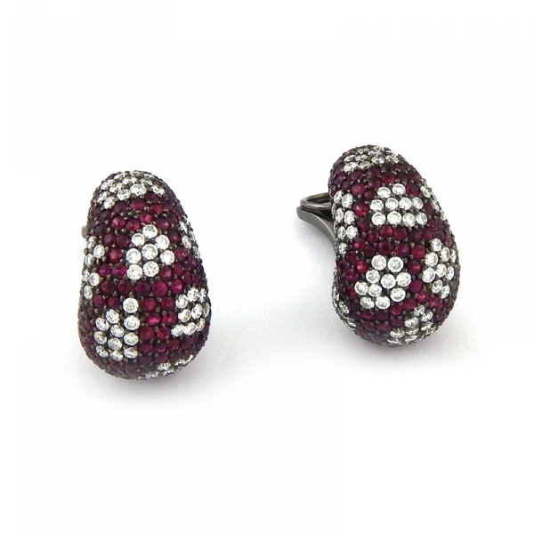 Boucheron earrings, blackened gold 750, diamonds, rubies Boucheron earrings, blackened gold 750, diamonds, rubies