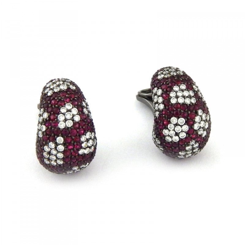 Boucheron earrings, blackened gold 750, diamonds, rubies Boucheron earrings, blackened gold 750, diamonds, rubies
