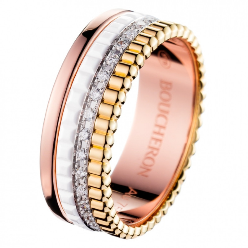 Ring Boucheron Quatre, Weiß-, Gelb-, Rotgold, Keramik, Diamanten Ring Boucheron Quatre, Weiß-, Gelb-, Rotgold, Keramik, Diamanten