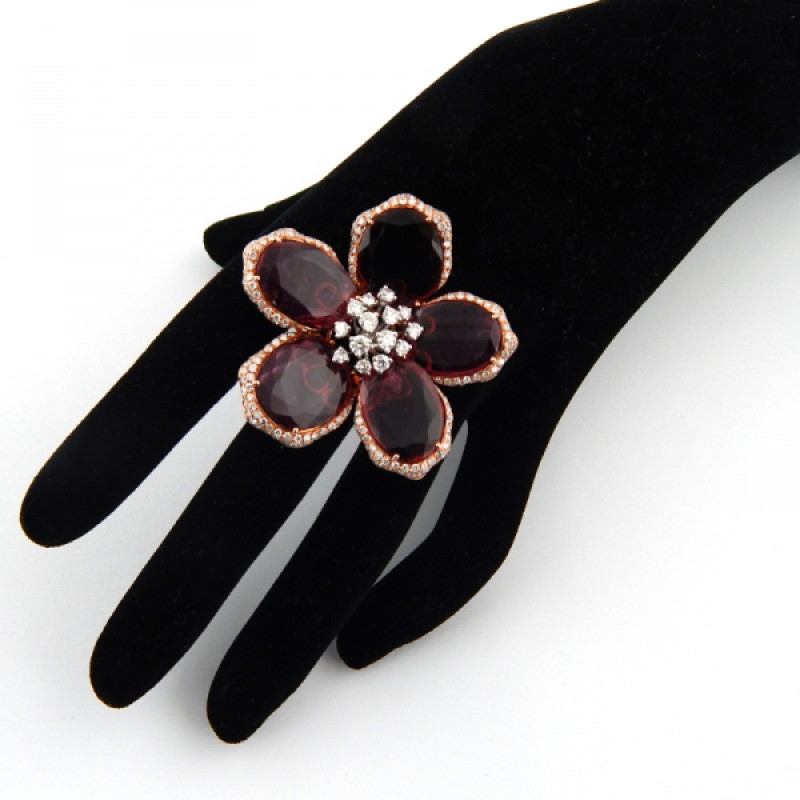Luca Carati ring, white, rose gold, diamonds, tourmaline