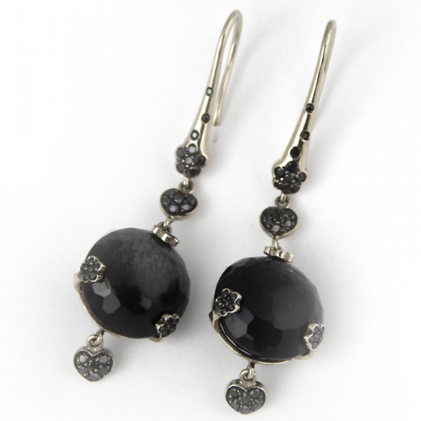 Pasquale Bruni-Set, 750er Weißgold, schwarze Diamanten, Obsidian Pasquale Bruni-Set, 750er Weißgold, schwarze Diamanten, Obsidian