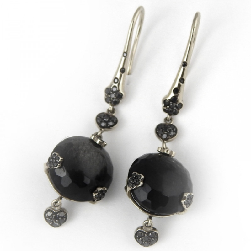 Pasquale Bruni-Set, 750er Weißgold, schwarze Diamanten, Obsidian Pasquale Bruni-Set, 750er Weißgold, schwarze Diamanten, Obsidian