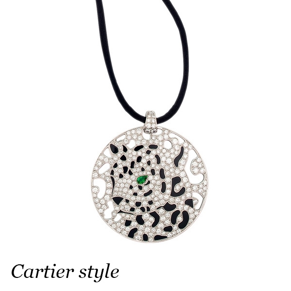 Cartier Panthere de Cartier pendant, white gold, diamonds, garnet Cartier Panthere de Cartier pendant, white gold, diamonds, garnet