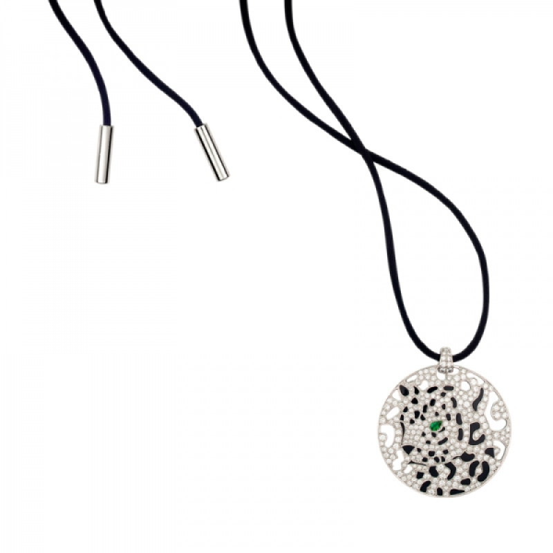 Cartier Panthere de Cartier pendant, white gold, diamonds, garnet Cartier Panthere de Cartier pendant, white gold, diamonds, garnet