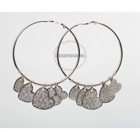 Dior 18K White Gold & Diamond Hoop Heart Earrings Dior 18K White Gold & Diamond Hoop Heart Earrings