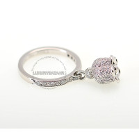 Dior 18K White Gold Diamond & Garnet Dangle Ring Dior 18K White Gold Diamond & Garnet Dangle Ring