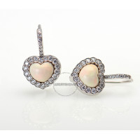 Dior 18K White Gold Diamond & Opal Heart Earrings Dior 18K White Gold Diamond & Opal Heart Earrings