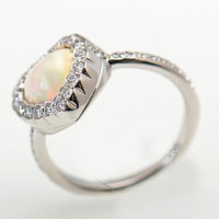 Dior 18K White Gold Diamond & Opal Heart Ring Dior 18K White Gold Diamond & Opal Heart Ring