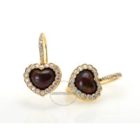 Dior 18K Yellow Gold Diamond & Rhodesian Garnet Heart Earrings Dior 18K Yellow Gold Diamond & Rhodesian Garnet Heart Earrings