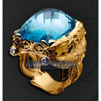 Carrera y Carrera Circulos De Fuego 18K Yellow Gold Ring with Blue Topaz and Diamonds