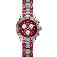 Chronograf damski z kryształowo-czerwonym szafirem i diamentami Chronograf damski z kryształowo-czerwonym szafirem i diamentami