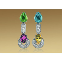 Earrings Bulgari Allegra, white gold, diamonds, colorful stones Earrings Bulgari Allegra, white gold, diamonds, colorful stones