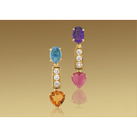 Earrings Bulgari Allegra, yellow gold, diamonds, colorful stones