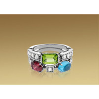 Ring Bulgari Allegra, white gold, diamonds, colorful stones