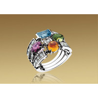Ring Bulgari Allegra, white gold, diamonds, colorful stones