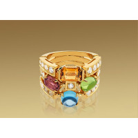 Ring Bulgari Allegra, yellow gold, diamonds, colorful stones
