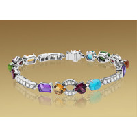 Bracelet Bulgari Allegra, white gold, diamonds, colorful stones