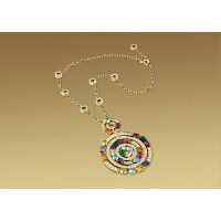 Necklace Bulgari Astrale, yellow gold, diamonds, precious stones