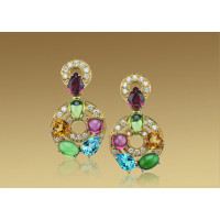 Earrings Bulgari Astrale, yellow gold, diamonds, precious stones