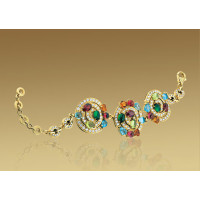 Bracelet Bulgari Astrale, yellow gold, diamonds, colorful stones