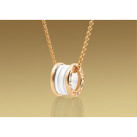 Pendant on chain Bulgari B.Zero1, pink gold, white ceramic