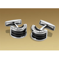 Bulgari B.Zero1 cufflinks, silver, black ceramics