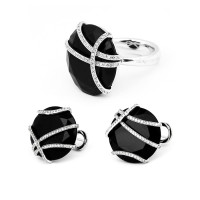 Giorgio Visconti set, white gold, diamonds, onyx Giorgio Visconti set, white gold, diamonds, onyx