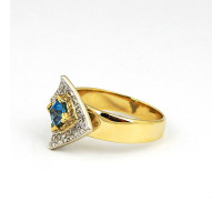 Ring, 585 yellow gold, topaz, diamonds