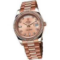 Rolex Day-Date II President Pink Gold - Fluted Bezel Champagne Diamonds Dial Rolex Day-Date II President Pink Gold - Fluted Bezel Champagne Diamonds Dial