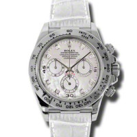Rolex Daytona White Gold - Leather Strap White Pearl Diamond Dial Rolex Daytona White Gold - Leather Strap White Pearl Diamond Dial