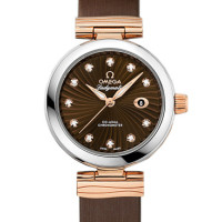 Omega De Ville Ladymatic Steel - red gold on brown leather strap 2013 Omega De Ville Ladymatic Steel - red gold on brown leather strap 2013