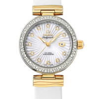 Omega De Ville Ladymatic Steel - yellow gold on white leather strap - Diamond 2013 Omega De Ville Ladymatic Steel - yellow gold on white leather strap - Diamond 2013