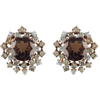 Earrings Damiani Anima, pink gold, brown diamonds, quartz (20042635)