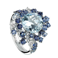 Ring Damiani Anima, white gold, diamonds, sapphires, aquamarines (20047050) Ring Damiani Anima, white gold, diamonds, sapphires, aquamarines (20047050)