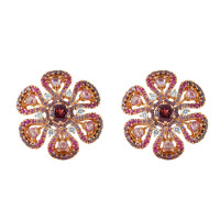 Earrings Damiani Ibisco, pink gold, diamonds, sapphires, rhodolite, amethyst (20056552) Earrings Damiani Ibisco, pink gold, diamonds, sapphires, rhodolite, amethyst (20056552)
