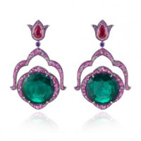 Earrings Chopard Red Carpet Collection white gold, emeralds, rubies, precious stones (849241-1002) Earrings Chopard Red Carpet Collection white gold, emeralds, rubies, precious stones (849241-1002)