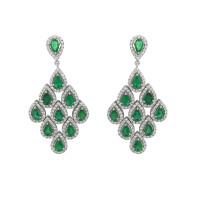 Crivelli earrings white gold 750, emeralds, diamonds Crivelli earrings white gold 750, emeralds, diamonds