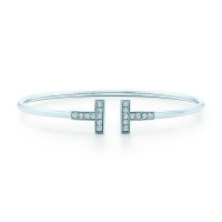 Bransoletka Tiffany T Wire, 18-karatowe białe złoto, diamenty Bransoletka Tiffany T Wire, 18-karatowe białe złoto, diamenty