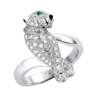Ring Cartier Panthere de Cartier, white gold, diamonds, emeralds Ring Cartier Panthere de Cartier, white gold, diamonds, emeralds