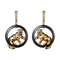 Earrings Cartier Panthere de Cartier, yellow gold, ceramics, diamonds Earrings Cartier Panthere de Cartier, yellow gold, ceramics, diamonds