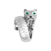 Ring Cartier Panthere de Cartier, white gold, diamonds, emeralds, onyx Ring Cartier Panthere de Cartier, white gold, diamonds, emeralds, onyx