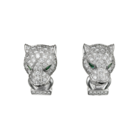 Earrings Cartier Panthere de Cartier, white gold, emerald, onyx, diamonds Earrings Cartier Panthere de Cartier, white gold, emerald, onyx, diamonds