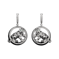 Earrings Cartier Panthere de Cartier, white gold, diamonds, emeralds, onyx Earrings Cartier Panthere de Cartier, white gold, diamonds, emeralds, onyx