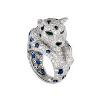 Ring Cartier Panthere de Cartier, platinum, diamonds, sapphires, emeralds Ring Cartier Panthere de Cartier, platinum, diamonds, sapphires, emeralds
