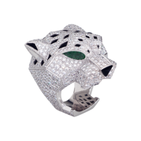 Ring Cartier Panthere de Cartier, white gold, diamonds, emeralds, onyx Ring Cartier Panthere de Cartier, white gold, diamonds, emeralds, onyx