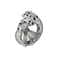 Ring Cartier Panthere de Cartier, white gold, diamonds, emeralds, onyx Ring Cartier Panthere de Cartier, white gold, diamonds, emeralds, onyx