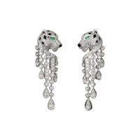 Earrings Cartier Panthere de Cartier, platinum, diamonds, emeralds, onyx Earrings Cartier Panthere de Cartier, platinum, diamonds, emeralds, onyx